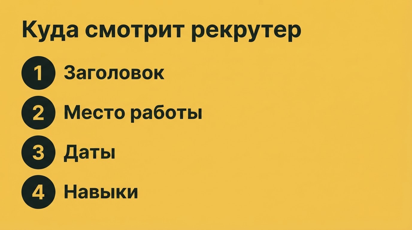 Первый экран решает: что рекрутер успевает прочитать в резюме
